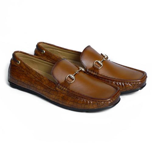 NICHE Tan Brown Marvel  Croco Moccasin - Drving loafer