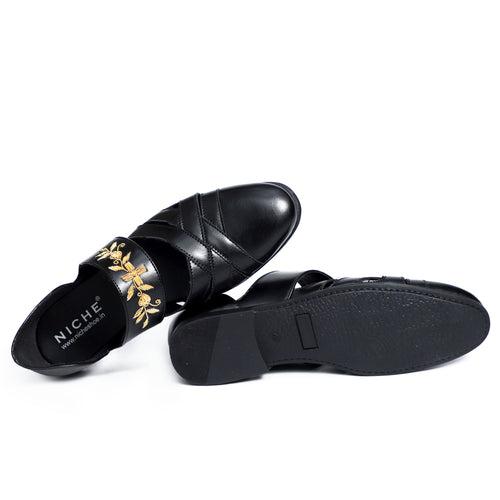 NICHE Zardosi Designer Black Sandal