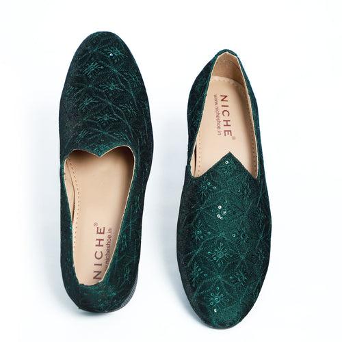 NICHE Emerald Mirror Sequin Mojaris