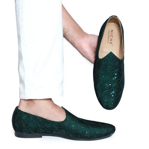 NICHE Emerald Mirror Sequin Mojaris