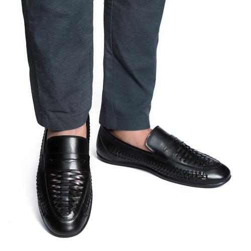 NICHE Black Hand Weaved Kolhapuri Loafer (Extra Comfortable)