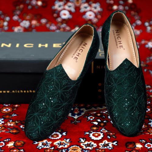 NICHE Emerald Mirror Sequin Mojaris