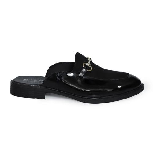 NICHE Black Patent Horsebit Mule