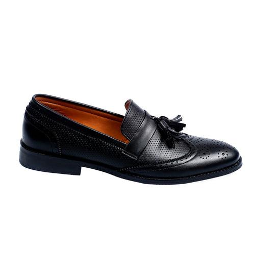 NICHE Black Semi Brogue Tassel Loafer