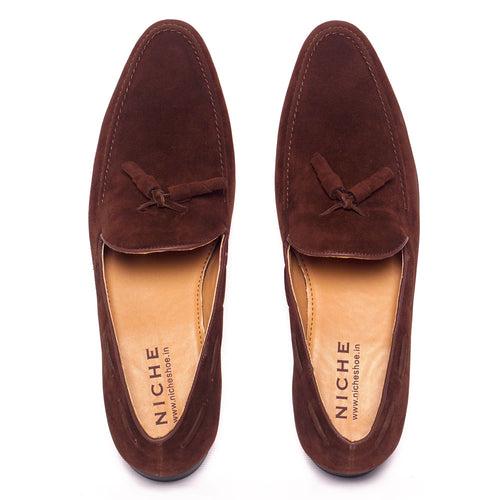 NICHE Brown Elegant Suede Tassel Loafer