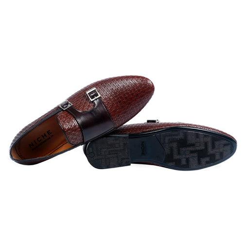 NICHE Brown Luxuriant Double Monk SLIP-ONS