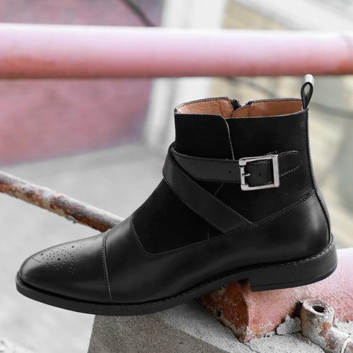 NICHE Black Nappa Zip-Up Boots