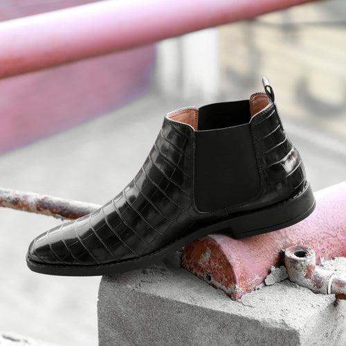 NICHE Black Croc Chelsea Boot