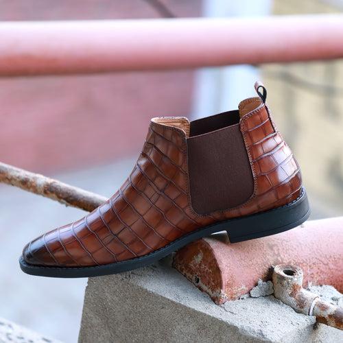 NICHE Chery Brown Croc Chelsea Boot