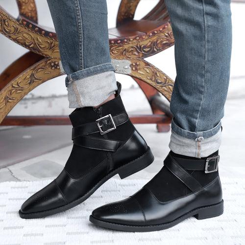 NICHE Black Nappa Zip-Up Boots