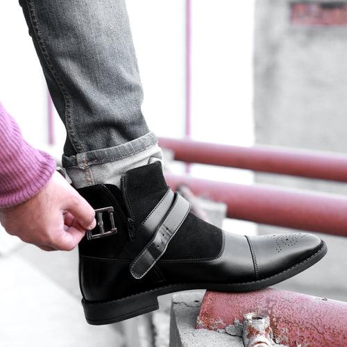 NICHE Black Nappa Zip-Up Boots