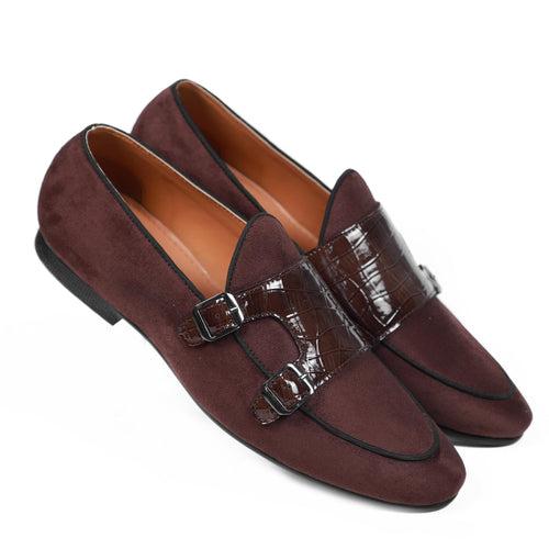 NICHE Brown Croc Suede Belgian Loafer