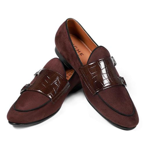 NICHE Brown Croc Suede Belgian Loafer