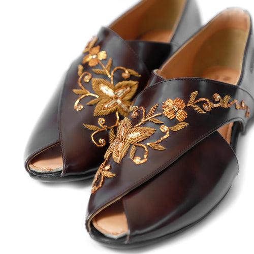 Niche Cherry Embroidery Indo-Western Sandals