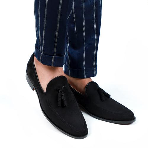 NICHE Black Elegant Suede Tassel Loafer