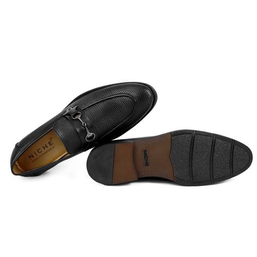 NICHE Black Braided Horsebit Loafers