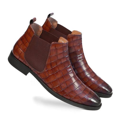 NICHE Chery Brown Croc Chelsea Boot