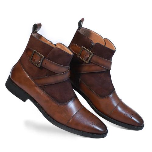 NICHE Brown Nappa Zip-Up Boots