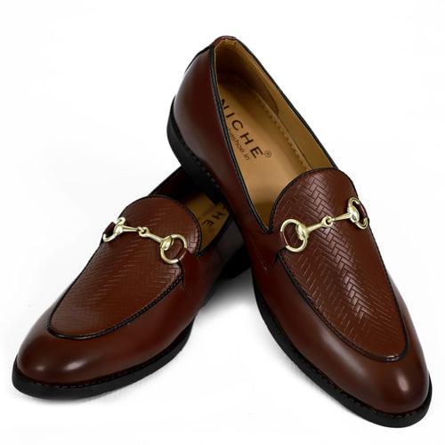 NICHE Cherry Brown Designer Horsebit Loafers