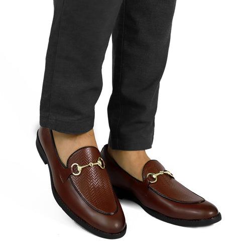 NICHE Cherry Brown Designer Horsebit Loafers