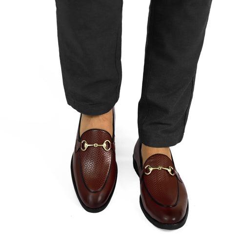 NICHE Cherry Brown Designer Horsebit Loafers