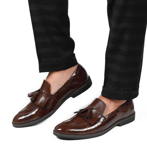 NICHE Brown Croc Flamingo Tassel Loafer