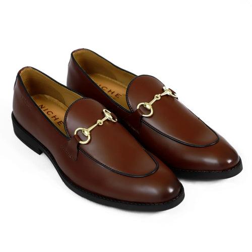 NICHE Cherry Brown Horsebit Loafers