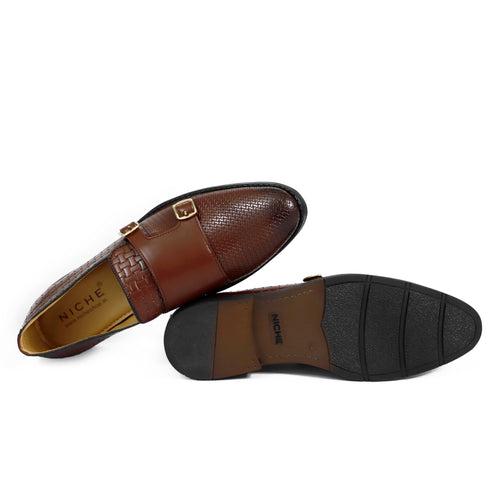 NICHE Cherry Brown Roman Double Monk Slip-Ons