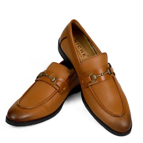 NICHE Tan Brown Braided Horsebit Loafers