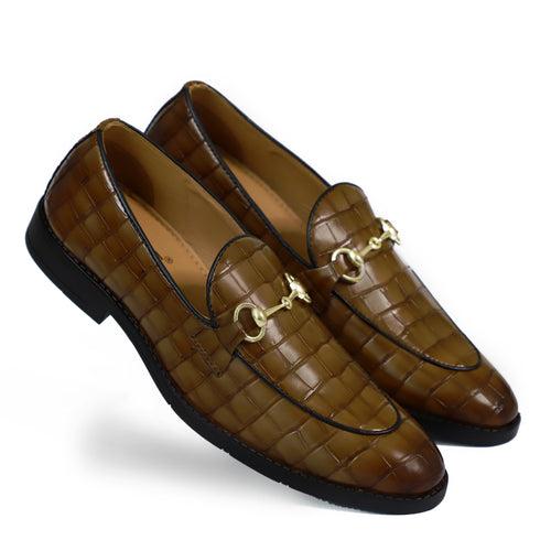 NICHE Brown Croc Horsebit Loafers