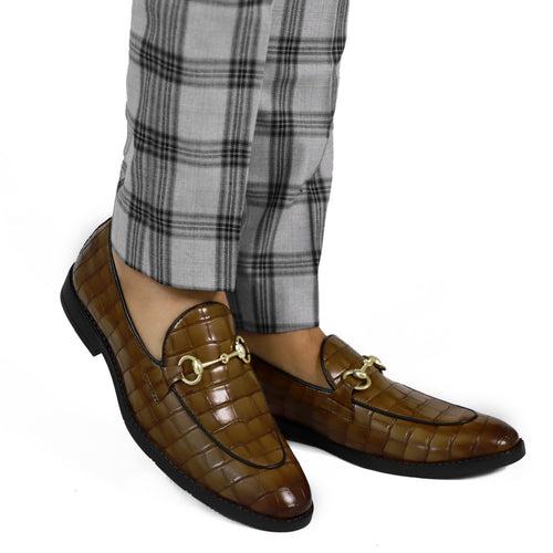 NICHE Brown Croc Horsebit Loafers