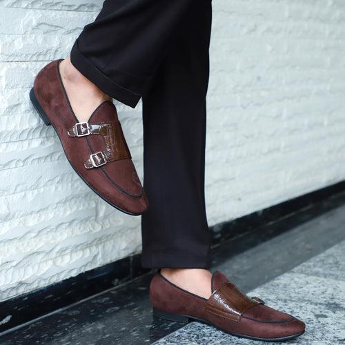 NICHE Brown Croc Suede Belgian Loafer