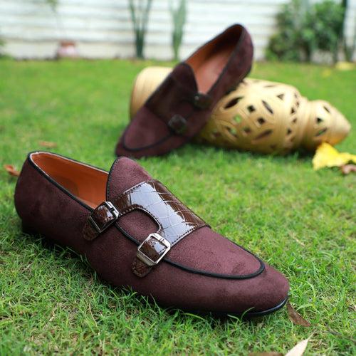 NICHE Brown Croc Suede Belgian Loafer