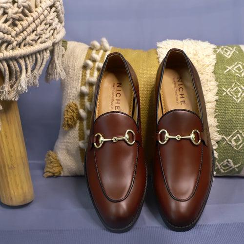 NICHE Cherry Brown Horsebit Loafers