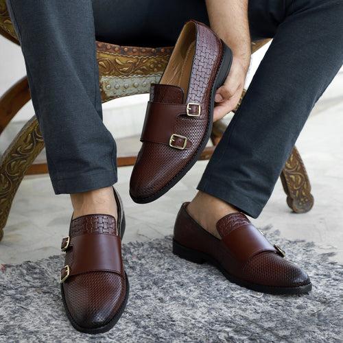 NICHE Cherry Brown Roman Double Monk Slip-Ons