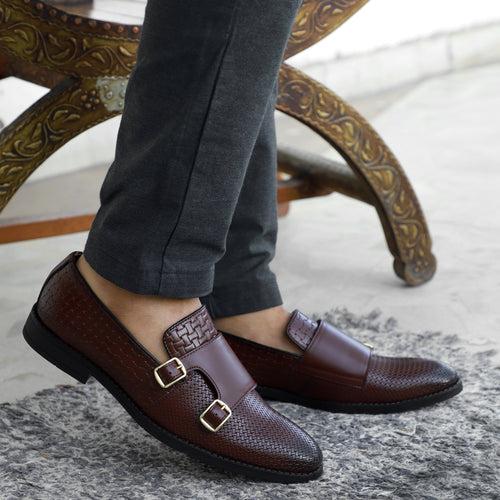 NICHE Cherry Brown Roman Double Monk Slip-Ons