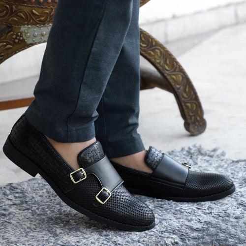 NICHE Black Roman Double Monk Slip-Ons