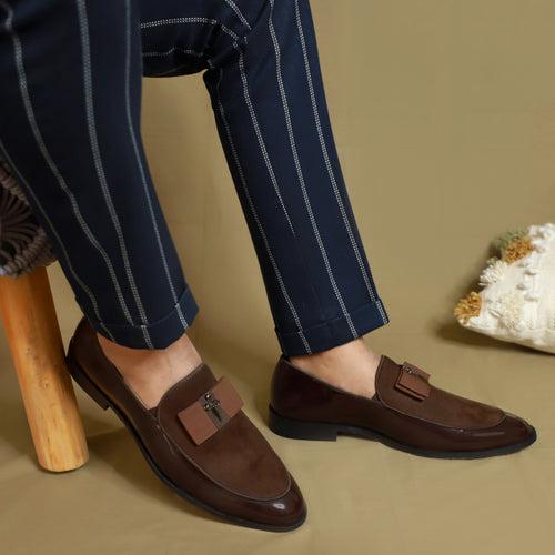 NICHE Brown Patent Brooch Loafers