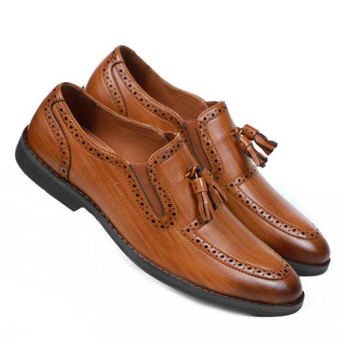 NICHE Tan Handpainted Designer Tassel Loafer