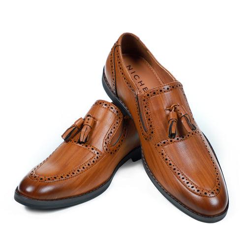 NICHE Tan Handpainted Designer Tassel Loafer