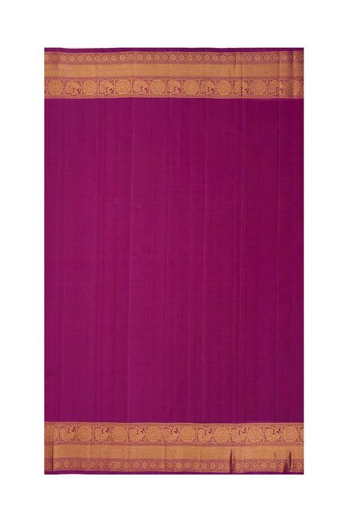 The Classic Silk Saree in Parakeet green and Byzantine Purple Border