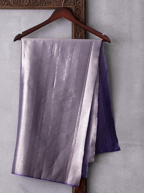 Classical Art Woven In Electric Purple Pure Kanchipuram Silk Saree with Silver Zari