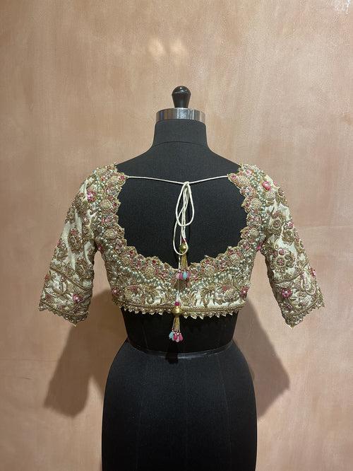 Jewel neckline zardosi blouse