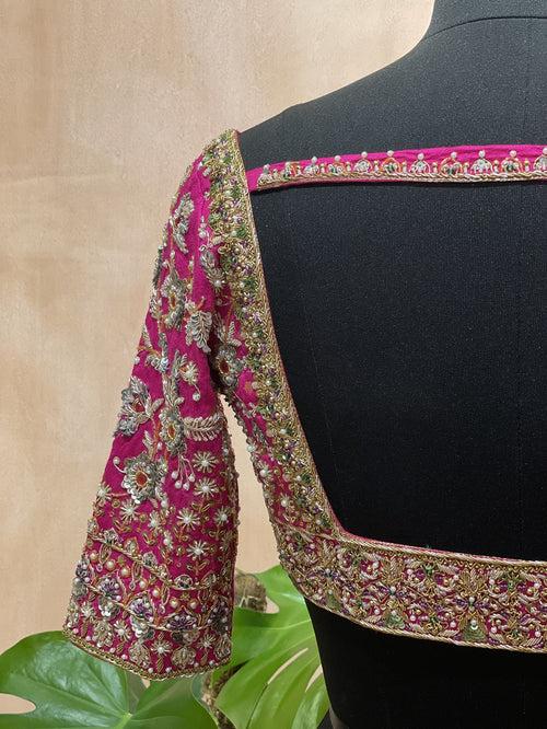 Zardosi & Sequin floral embroidered blouse