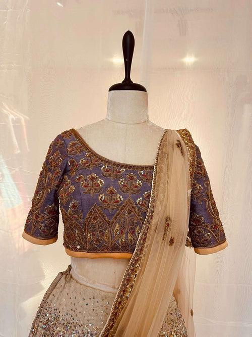 White Zardosi Embroidered Lehenga Set