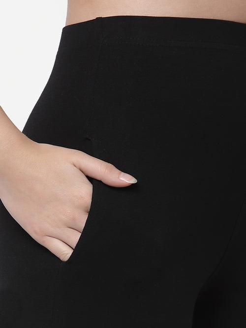 Women Black Cotton Antimicrobial Track Pant