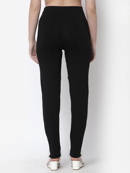 Women Black Cotton Antimicrobial Track Pant