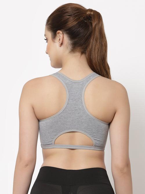 Women Grey Solid Sport Bra