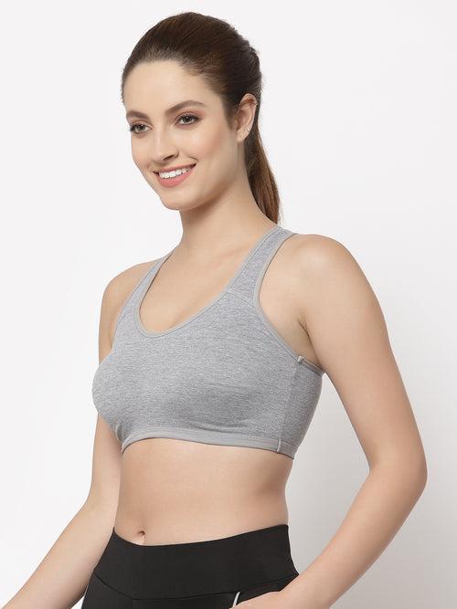 Women Grey Solid Sport Bra