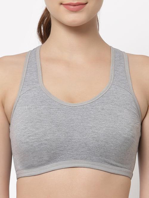 Women Grey Solid Sport Bra